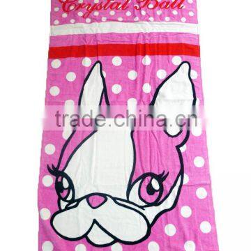 Dog 100% Cotton Velour Fiber Reactive Print Bath Towel