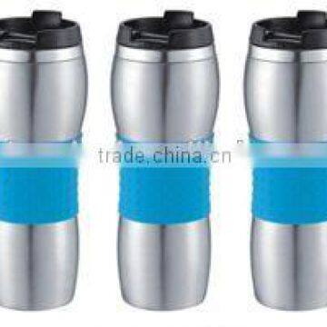 Double Wall Insulated Stainless Steel Vacuum Thermal Travel Coffee Mug With Silicone Wrap
