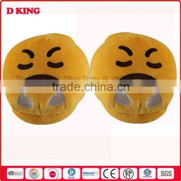 Promotional various custom distinctive soft plush emoji cotton slipper