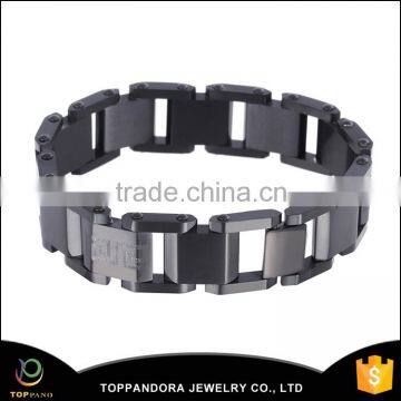 Hottest wholesale 316 stainless steel fashion charm bracelet for man, black color bracelet