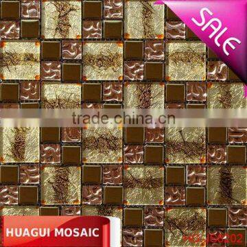 2013 new design gold foil mixed gold plating glass mosaic for senior club HG-JS8202