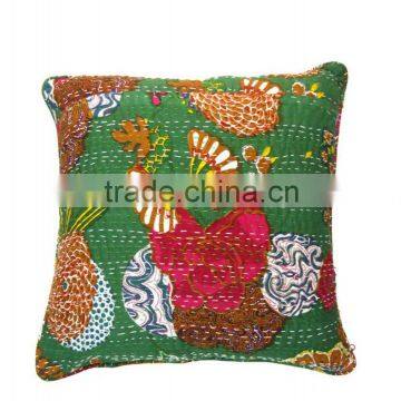 Indian kantha Pillow, Tropicana print Kantha Decorative throw Pillow, Sari indian Kantha Pillow, Kantha Cushion Cover,