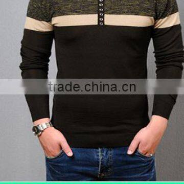 fashion hot kniting jacquard long sleeve men pullover sweater