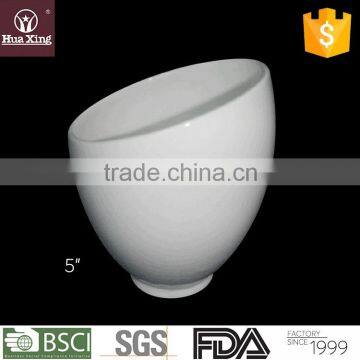 H9044 tilt shape white corundum porcelain oem odm 5" ceramic bowl