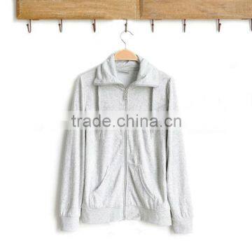 Women Cheap Plain No Hood Zip Up Sweatshirts