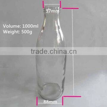 Hot sale clear empty 1000ml bulk beverage juice glass milk bottles