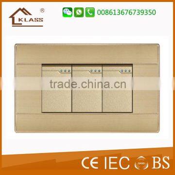 aluminum 3gang push button wall switch