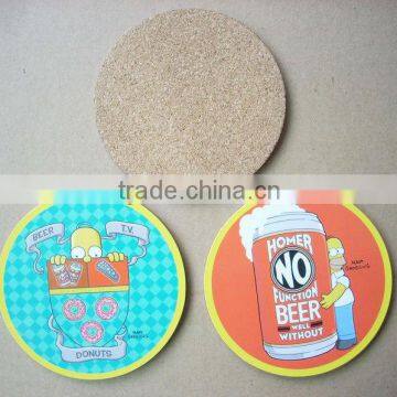 Custom round shape wood cork cup mat , wooden cork cup pad