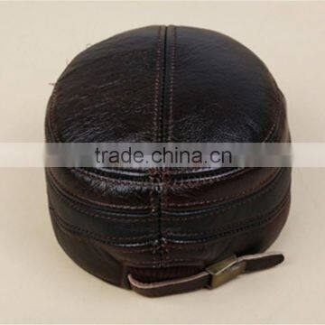 New Men's Real Cowhide Leather Vintage Sunbonnet Baseball Beret Cap Hunting Hat photo-6