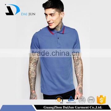 Daijun oem high quality mens design 100% cotton short sleeve blue polo shirt