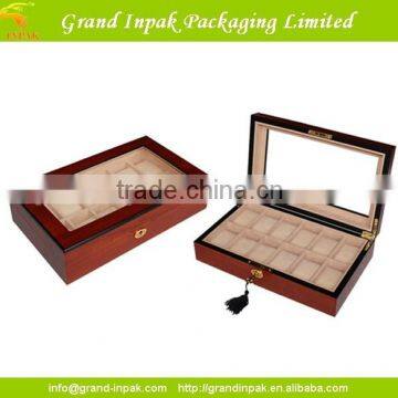 Fancy ooden watch storage box with clear glass window