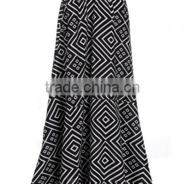 New Lady Women's Fashion Maxi Geometric Print Casual Long Pleated Party Skirt