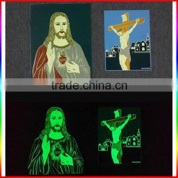 custom glow in the dark sticker with Jesus colorful printing