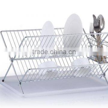 chrome plated metal kitchen foldable dish drying rack