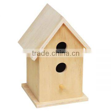 Hot sale new fashional design FSC factory supply natural color customized decoration wooden bird house