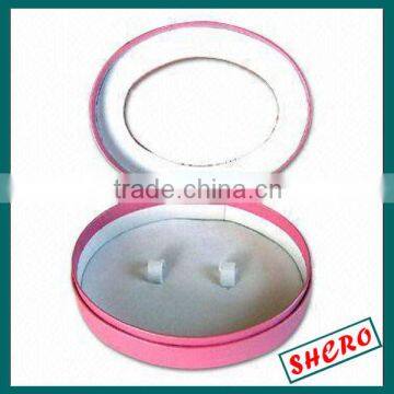 Pink Round Hinged Boxes for Earring Packaging