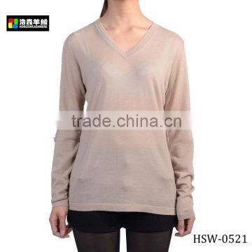 High Quality Nude Cashmere Undershirt, Women Well-Designed Plain Cashmere Undershirt