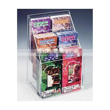 3-Tiered Acrylic Literature Holder for Tabletop or Wall, 6 Adjustable Pockets - Clear(AL-B-0267)