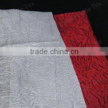 Polyester crinkle crushed reversible fabric linen silver red