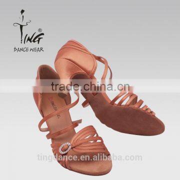 2015 new buckle coffee PU Latin dance shoes