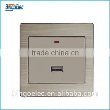 universal Golden color aluminium panel uk usb wall socket