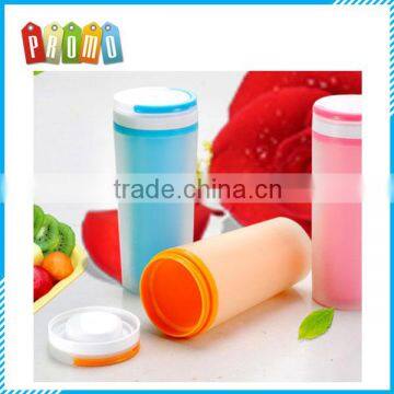 Wholesale double wall insulated plastic frosted cup, food grade frosted plastic cup