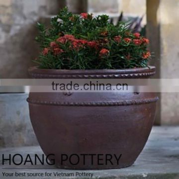 Round Dark Clay Ceramic Pot - Cheap Price Garden Pot / Planter