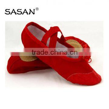 Cotton Soft Ballet Shoes Split Suede Sole Leather Toe BS304