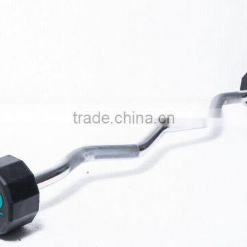 commercial use Rubber fixed barbell with curved handle