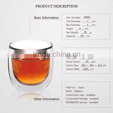 wine glass in borosilicate 150ml