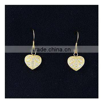 Drop Earrings With Heart Charm for Anniversary