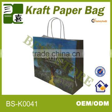 Eco-friendly white kraft paper bag for clothes/garment shop packaging bag