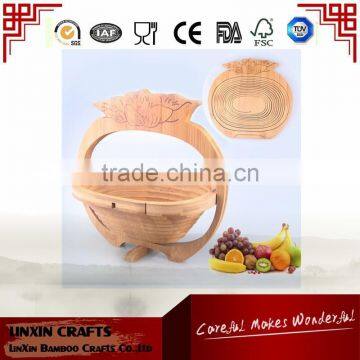 TT-021301-G Eco-friendly bamboo tomato shape folding fruit basket for storage