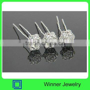 New Fashion Bridal Wedding Crystal Rhinestone Rose Flower Hair Pins Hairpin