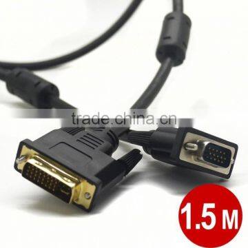 High quality 1.5M VGA to DVI DVI-I(24+5) to VGA Video Monitor Cable(VGA to DVI-I Cable)