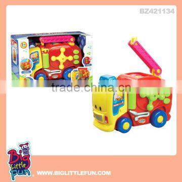 Battery operated toy fire truck toy building blocks