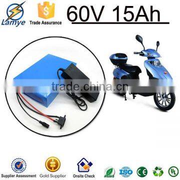 Electric bike electric scooter 60v 15ah rechargeable lithium ion battery price with PVC 18650 cells 15amp Bms board & Charger