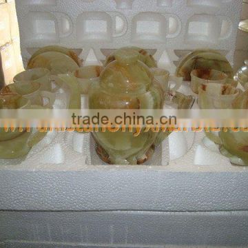 NATURAL COLOR ONYX TEA SETS HANDICRAFTS