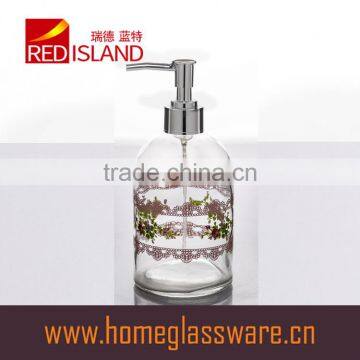 435ml clear glass bottle with decal and pump head