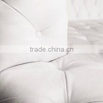 Retro Button Tufted White Genuine Leather Sofa/ U-Shaped Classic Chesterfield Couch Sofa/ American Hot-Sale Living Room Sofa photo-6