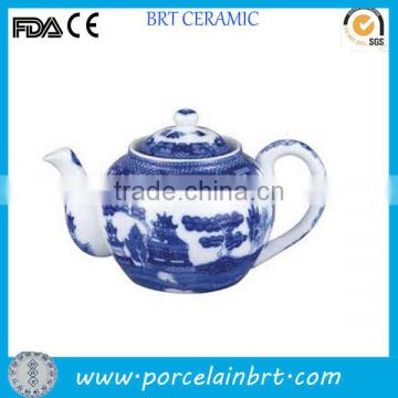 Custom design blue and white porcelain teapot