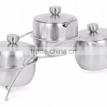 Stainless Steel Condiment Set Seasoning Containers With Stand and Spoons photo-2