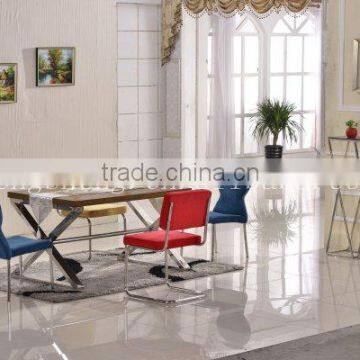 stainless steel dining table designs with MDF table top for living room BT2014