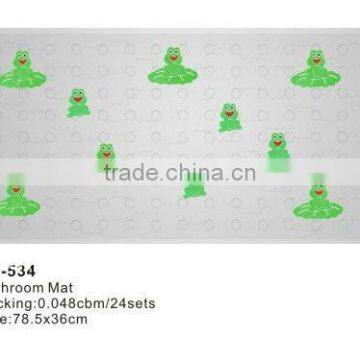 PVC anti-slip bathroom mat with frog decoratives parts