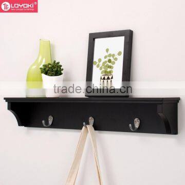 New Design Entryway Wall Shelf With 3 Metal Hooks Wide Hat & Coat Rack Key Holder Wall Mounted Hook photo-2