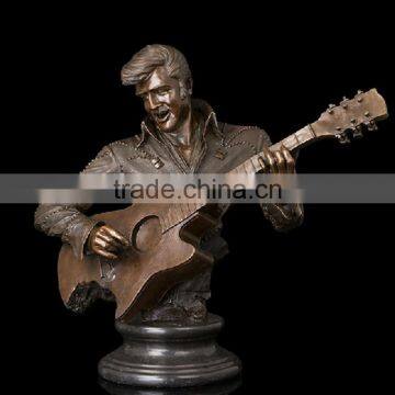 bronze foundry home decor metal craft man guitar bust bronze sculptures