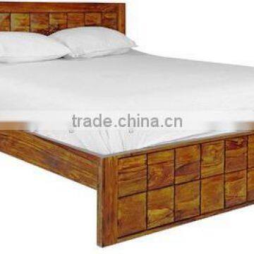 Honey Brown Color Wooden King Size Bed