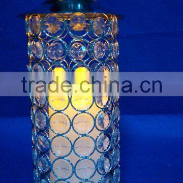 hand weaving acrylic diamond with LED candle Xmas hurricane lamp decorations