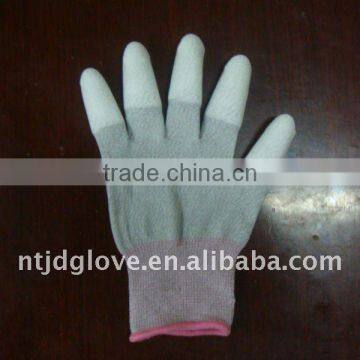 ESD Carbon Fiber PU Fingertip Coated Glove