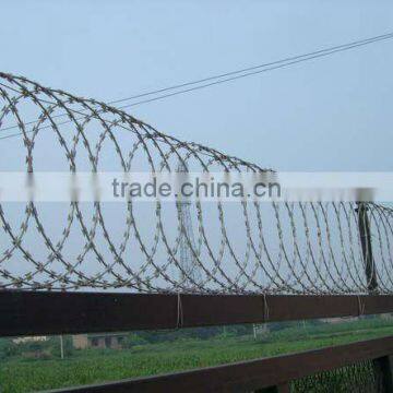 concertina barbed wire installation